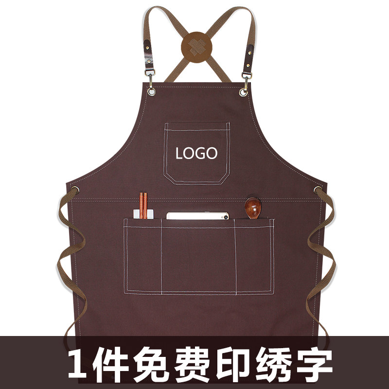 理发店发型师围裙定制logow印字奶茶花店餐厅烘焙师成人男女工作