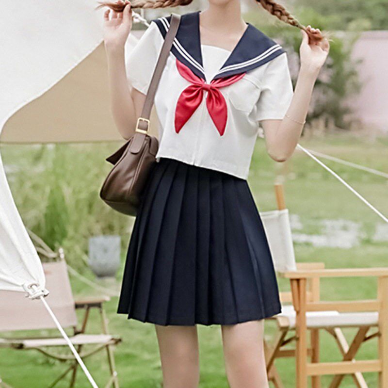 jk制服水手服 女jk基础款白二本三件套日系班服学院风套装