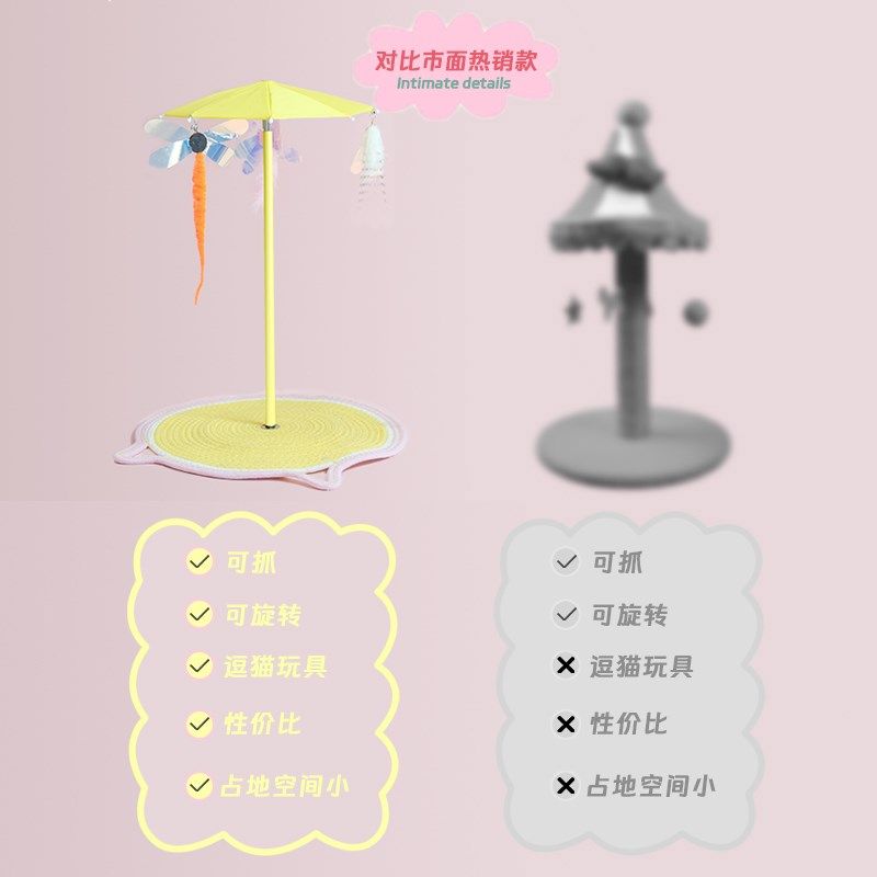 鹦逃夏天沙滩转转伞逗猫棒猫玩具一拍就转自嗨解闷不倒翁猫抓板
