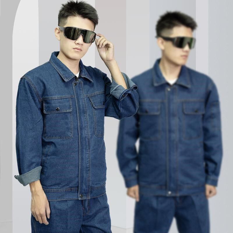 牛仔工作服套装男工厂车间工人工装厂服工地干活耐磨工程服劳保服