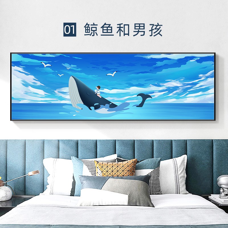 儿童房床头装饰画大男孩卧室背景墙挂画新款太空人女孩房间墙壁画