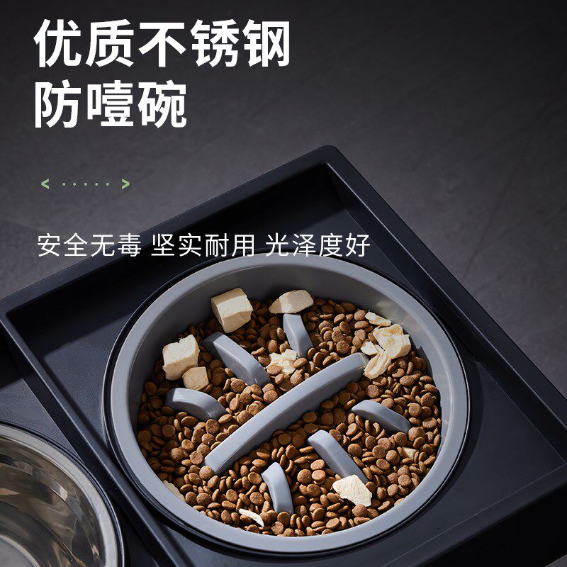 狗碗狗盆可调节高架双碗狗狗食盆饭盆大型犬防打翻不锈钢宠物水盆