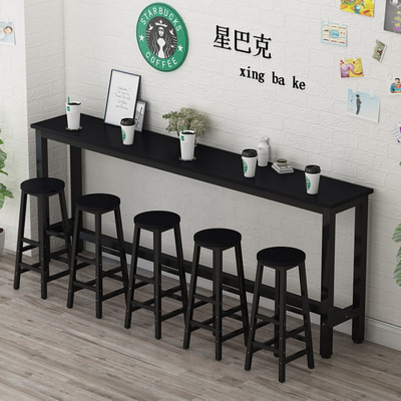 靠墙吧台桌超h市长桌o子靠墙桌便利店餐桌奶茶店高脚桌椅长条桌窄