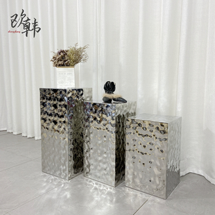 橱窗镜面服装波纹展台鞋包展示架模特架地台不锈钢服装首饰展示台