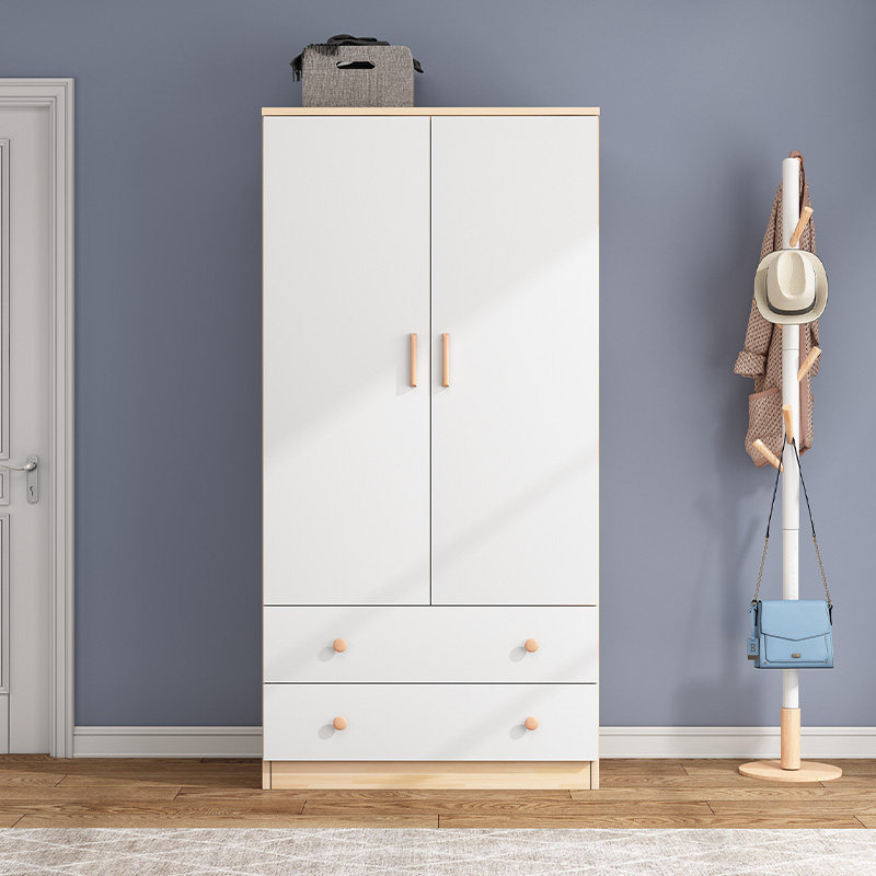 全实木衣柜家用卧室现代简约小户型两三门简易儿T童衣柜定制大衣