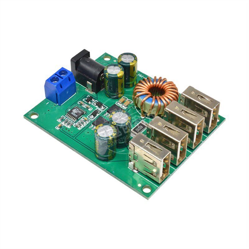DCDC降压手机充电模块60V48V36V24V12V9V转5V/5A4USB车载稳压电源