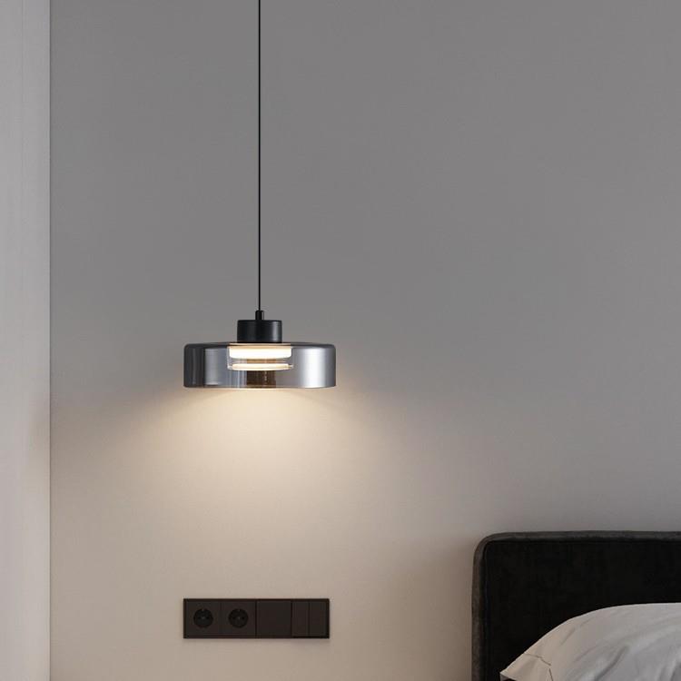 床头小吊灯 LED卧室现代简约吊灯设计师款玻璃房间吊线灯