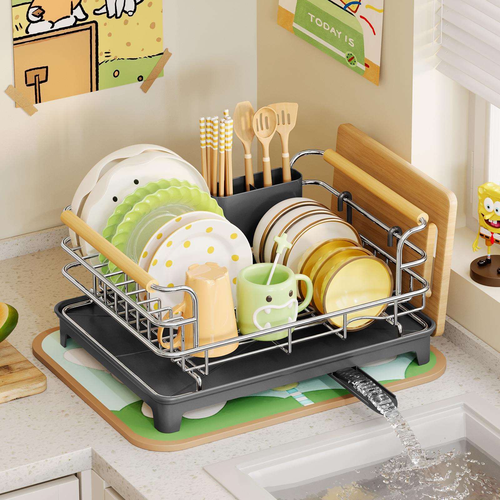 厨房置物架碗碟收纳架单层滤水碗篮台面晾碗架碗筷盘子收纳沥水架