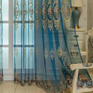 2025年新款现代简约多色绣花纱帘卧室客厅娱乐休息室装饰