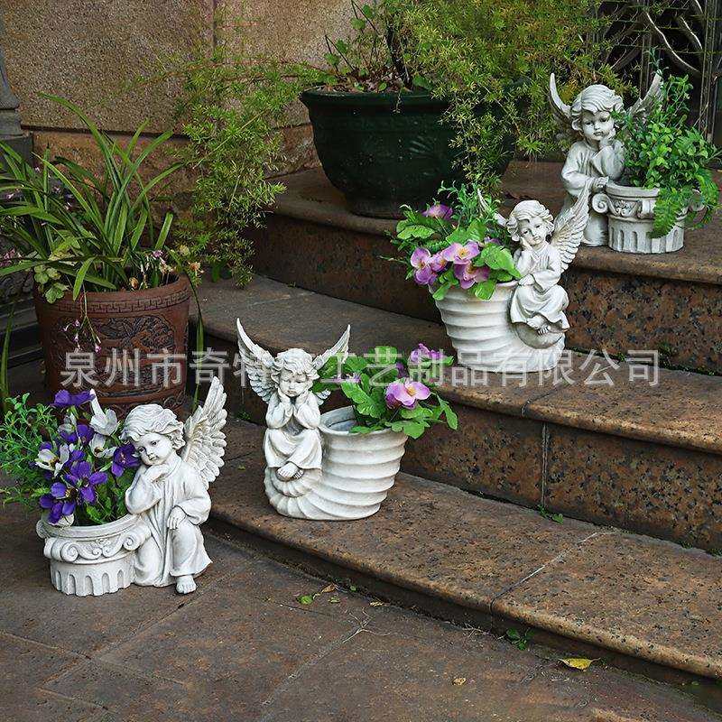 花园装饰天使花缸雕塑庭院创意园林景观树脂工艺品阳台花盆摆件,鲜花速递/花卉仿真/绿植园艺,割草机/草坪机,淘宝优惠券,粉丝福利购,淘宝优惠卷