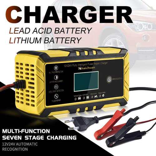 12V-24V 8A汽车电池充电器电源脉冲维修充电器湿干铅酸液晶显示器
