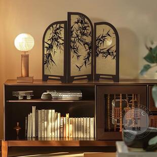 中古风墨竹屏风桌面摆件房间改造小物件餐边柜斗柜装饰品客厅摆画