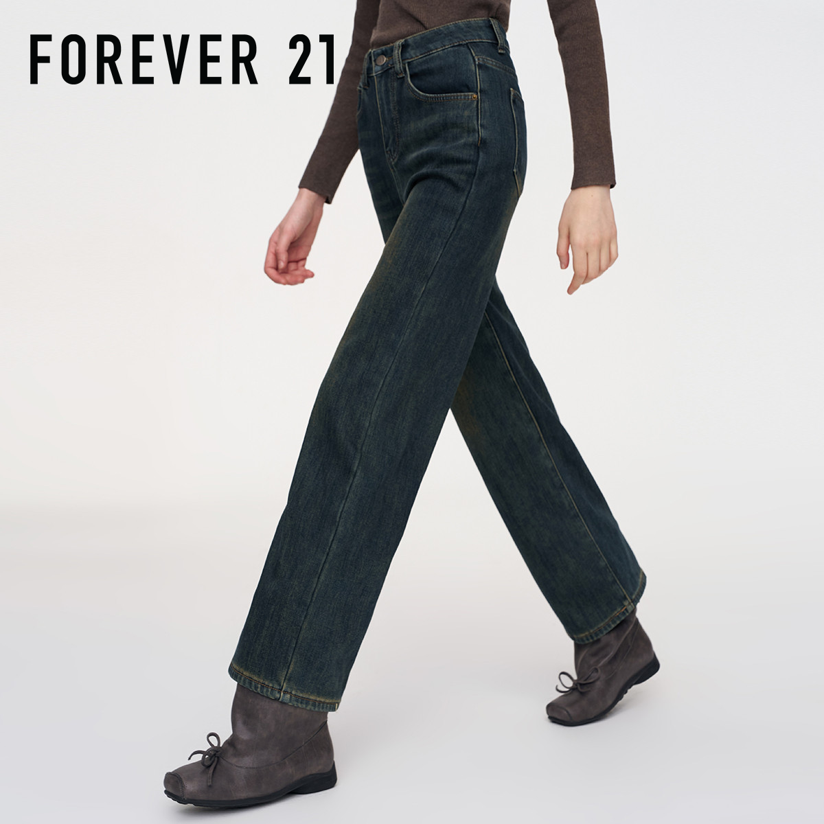 FOREVER21加绒加厚牛仔裤