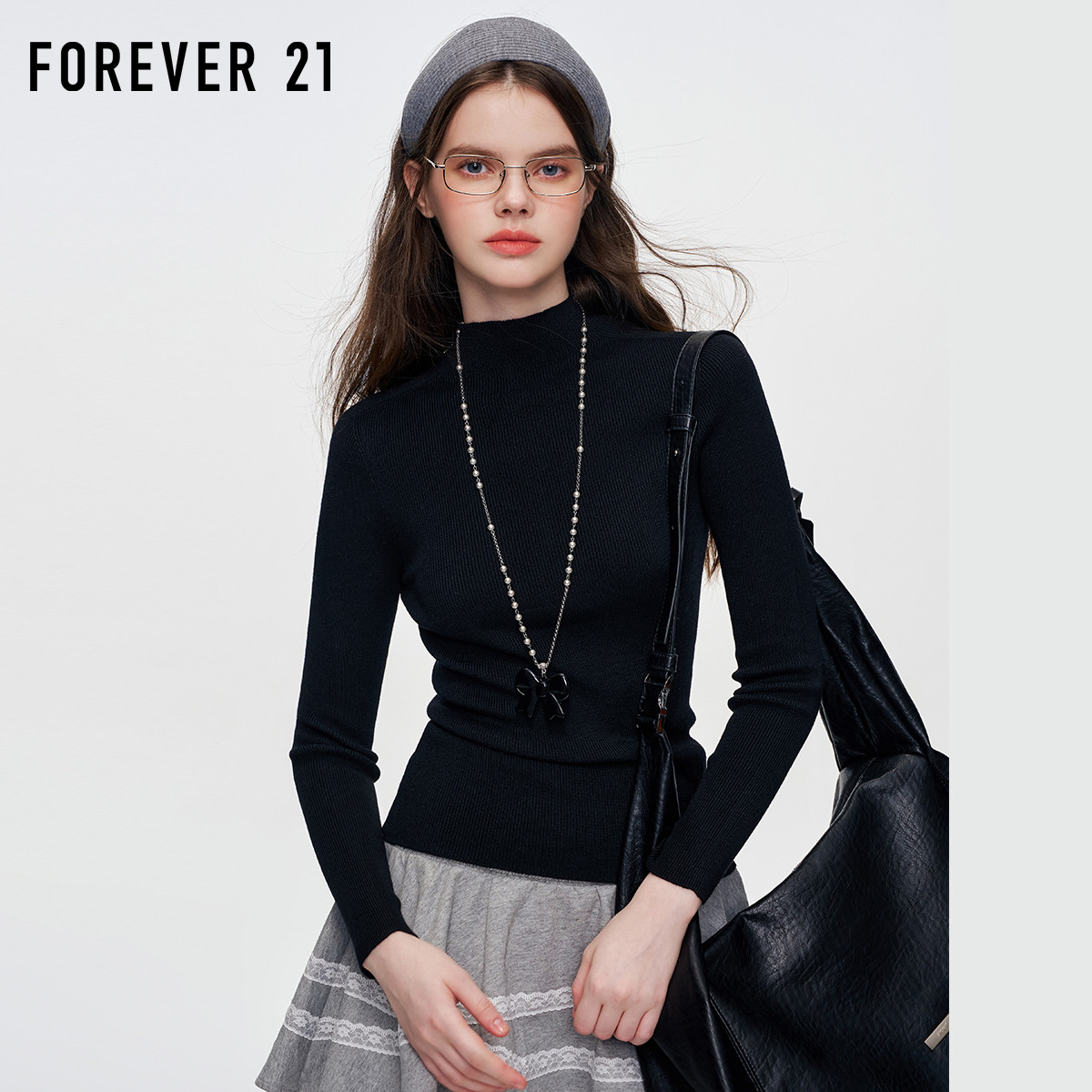 FOREVER21半高领修身毛针织衫
