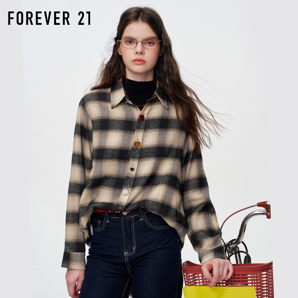 2025秋冬新款格子拼接设计女上衣