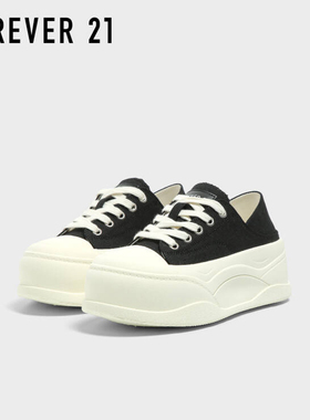 FOREVER 21超厚底帆布鞋女25年百搭增高透气两穿薄款低帮帆布鞋