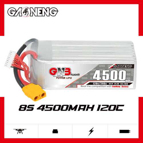 GNB高能4500mAh 8S 29.6V 120C穿越机X8高倍率动力锂电池RC航模