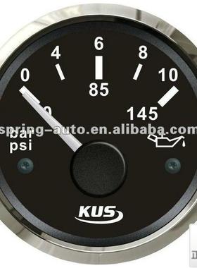 KUS油压表 0-10bar 12/24V 船用车用房车通用游艇配件 黑色/白色