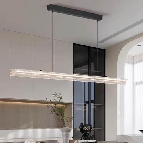 意式极简长条餐厅吊灯现代简约设计师全铜吧台饭厅办公桌树脂吊灯