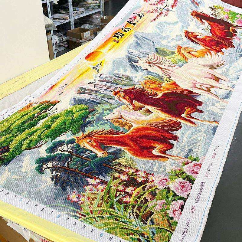 马到成功十字绣成品不带框纯手工出售已绣好2025新款客厅高端风景