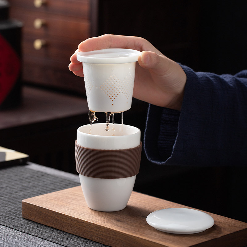 快客杯一壶一杯单个人专用茶具泡茶杯子白瓷O简易便携式旅行小套