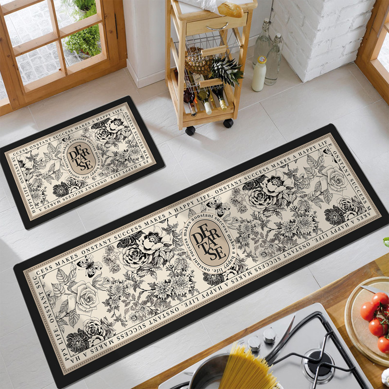 法式中古风厨房地垫可擦免洗脚垫子家用皮革防水防滑防油长条地毯,居家布艺,厨房地垫,淘宝优惠券,粉丝福利购,淘宝优惠卷
