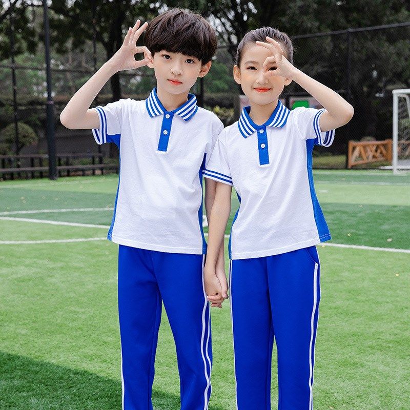 幼儿园园服夏装蓝白中小学生校服儿童运动会套装夏季班服老师定制