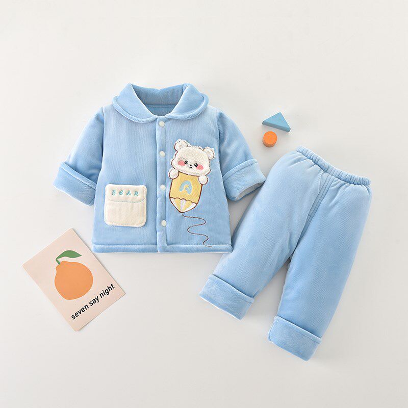 宝宝棉服套装冬装婴儿夹棉内胆保暖棉衣棉裤两件套分体秋冬外穿