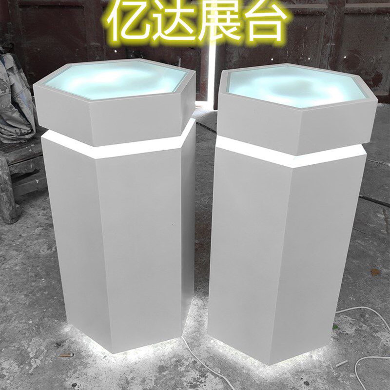 现货烤漆c六角展示台智能锁无人机展台净水机飞机模型精品花店展