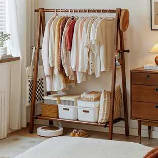 实木衣帽架落地衣架卧室家用挂衣架室内榉木质简易房间晾衣服架子