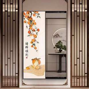 立式隐形穿衣镜壁挂式装饰画镜子双面印花门帘推拉隐藏式试衣镜