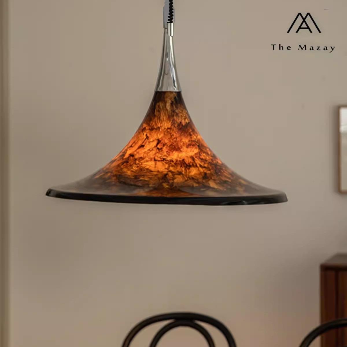 中古餐厅吊灯升降复古彩绘客厅岛台书房主灯北欧设计师款伸缩灯