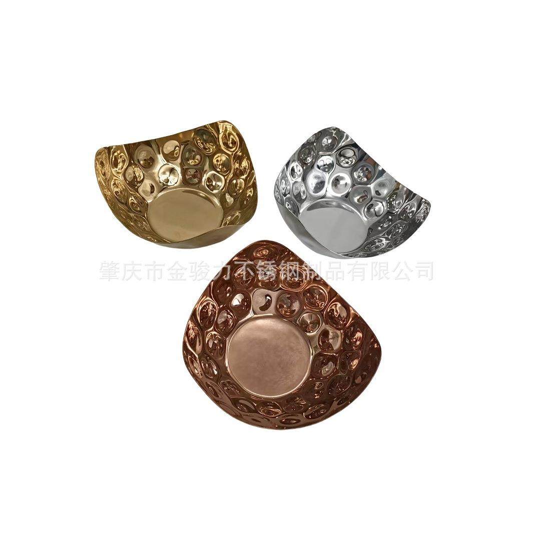 不锈钢方形锤点果盘沙拉盘凉菜盘水果盆小食盘酒店用品冷餐会托盘,电子元器件市场,其它元器件,淘宝优惠券,粉丝福利购,淘宝优惠卷