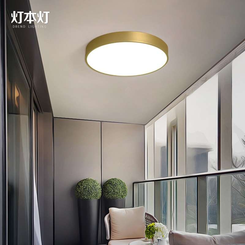 全铜LED吸顶灯超亮轻奢圆形超薄卧室客厅过道现代简约新中式灯具