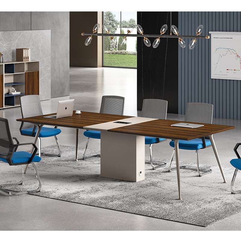 现代简约办公室条形会议桌 会议室员工洽谈长桌接待室板式办公桌