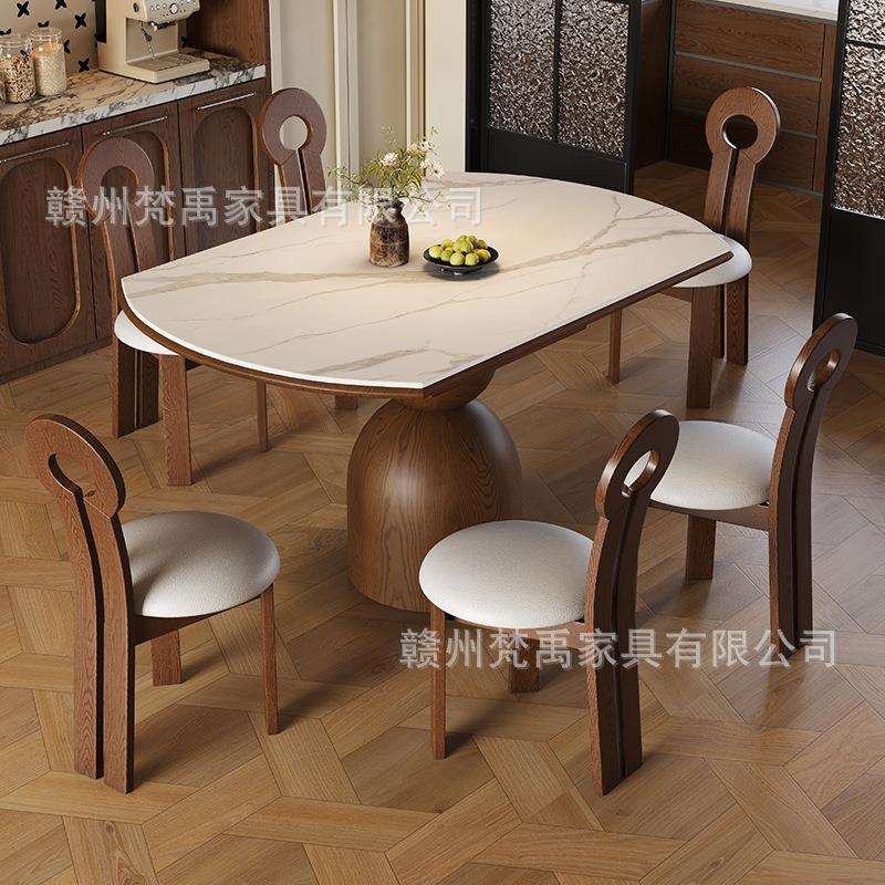 高端岩板伸缩餐桌椅可折叠方圆两用简约小户型现代家用轻奢吃饭桌