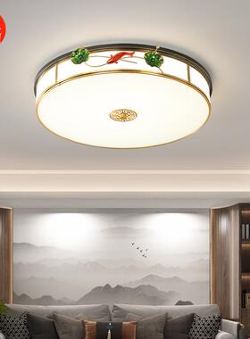 新中式全铜吸顶灯茶楼酒店餐厅茶室客厅玄关古风创意圆形方形灯饰