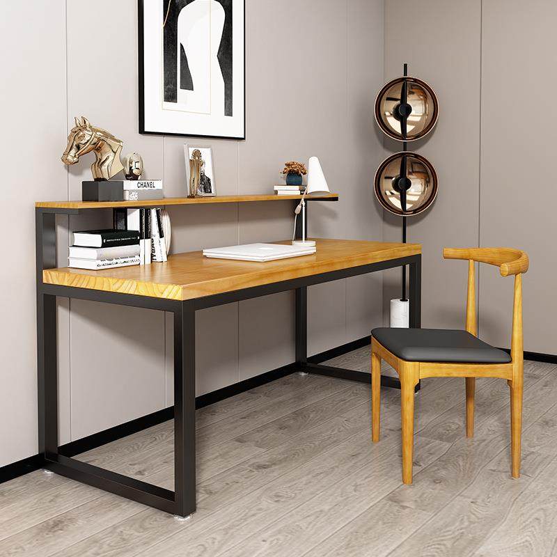 现代简约单人实木书桌 家用书房学习写字桌 带隔板置物办公电脑桌