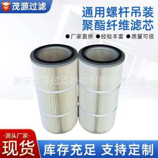 工业除尘通用螺杆吊装聚酯纤维滤芯喷砂机抛丸机覆膜阻燃滤筒滤材