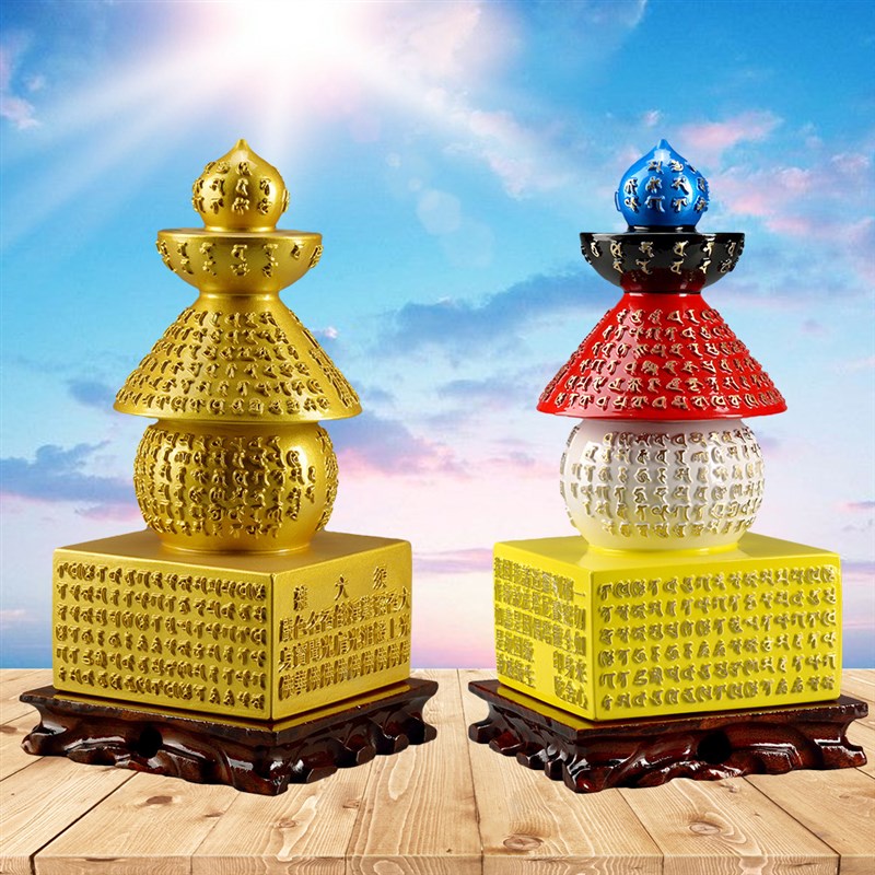 复古风铜器中式摆件礼品宝箧印塔仿D古五轮塔极乐版客厅书房装饰