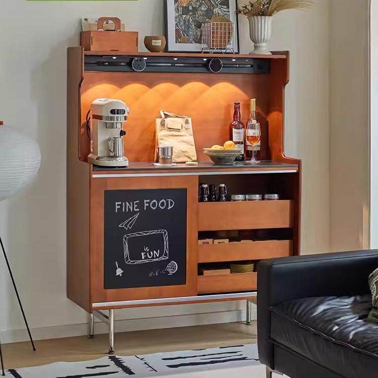 北欧实木餐边柜 家用客厅岩板不锈钢茶水柜小户型复古收纳储物柜,3C数码配件,USB灯,淘宝优惠券,粉丝福利购,淘宝优惠卷