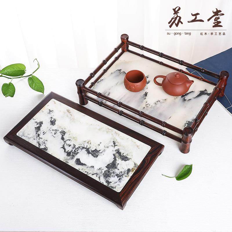 红酸枝云石干泡台 实木云石茶盘文盘承盘收纳内嵌天然大理石,家居饰品,木雕,淘宝优惠券,粉丝福利购,淘宝优惠卷