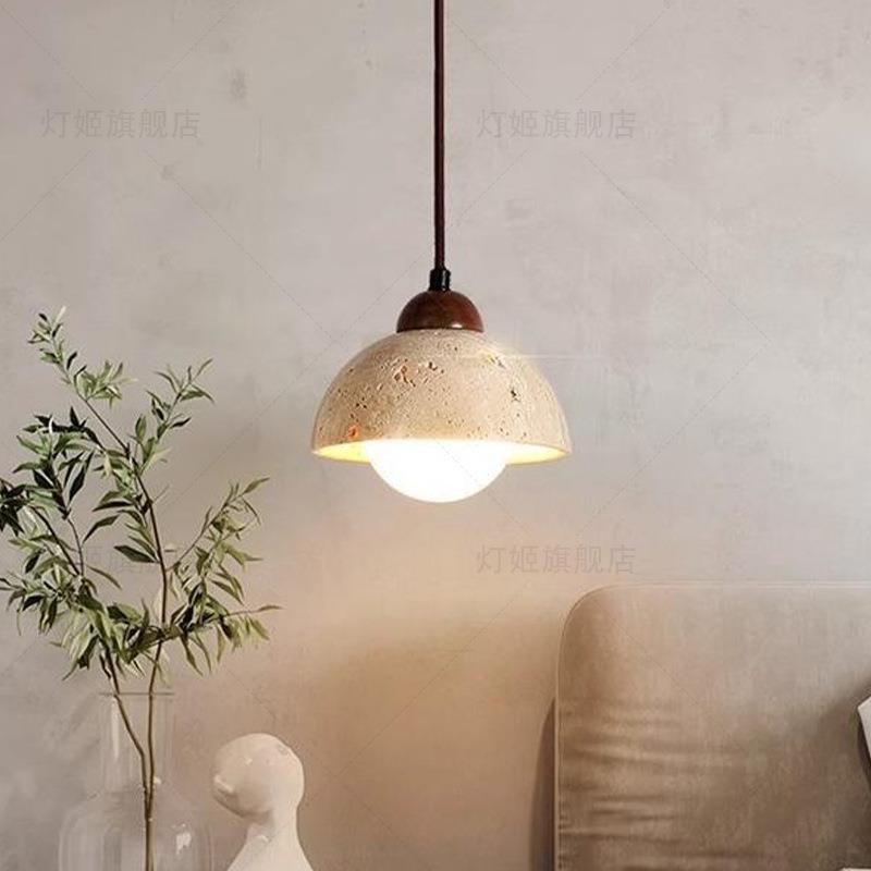 中古黄洞石卧室床头壁灯日式侘寂风胡桃木客厅背景墙创意灯具casa