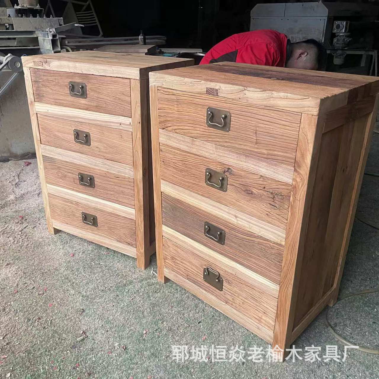 老榆木斗柜实木四斗柜卧室客厅储物柜抽屉柜床头简易收纳柜民宿