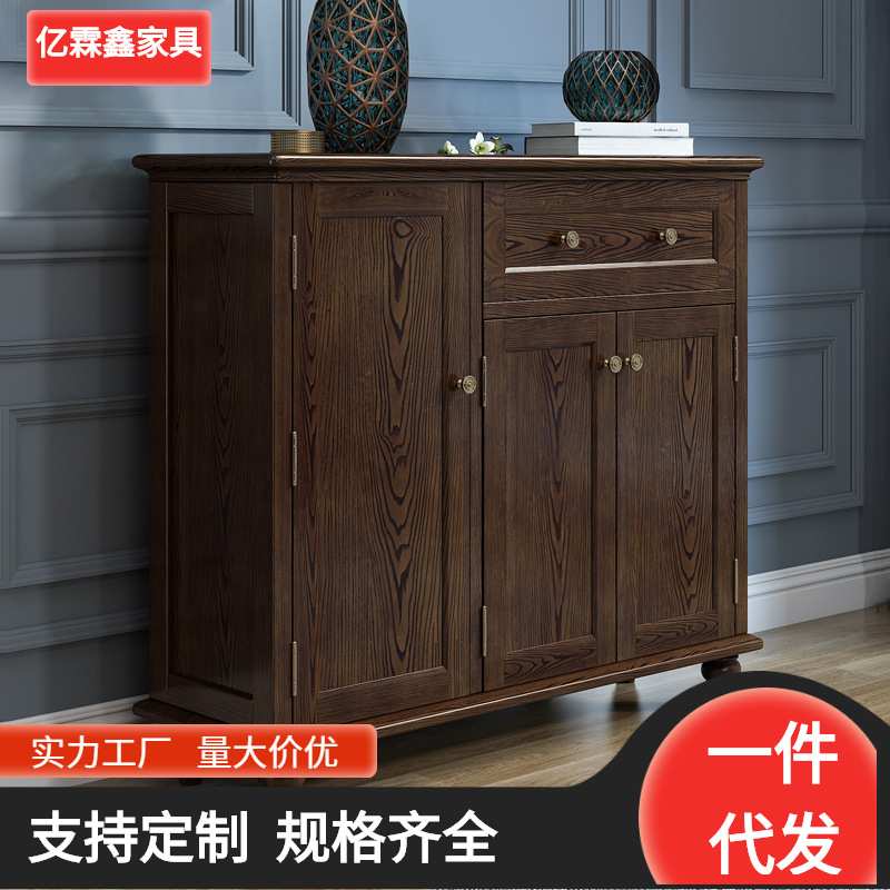 美式实木鞋柜白蜡木现代简约家用门口大容量客厅入户收纳玄关柜