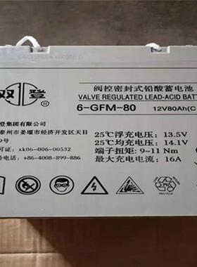 双登蓄电池 12v80AH 6-GFM-80 直流屏配电池柜 UPS直流屏蓄电池