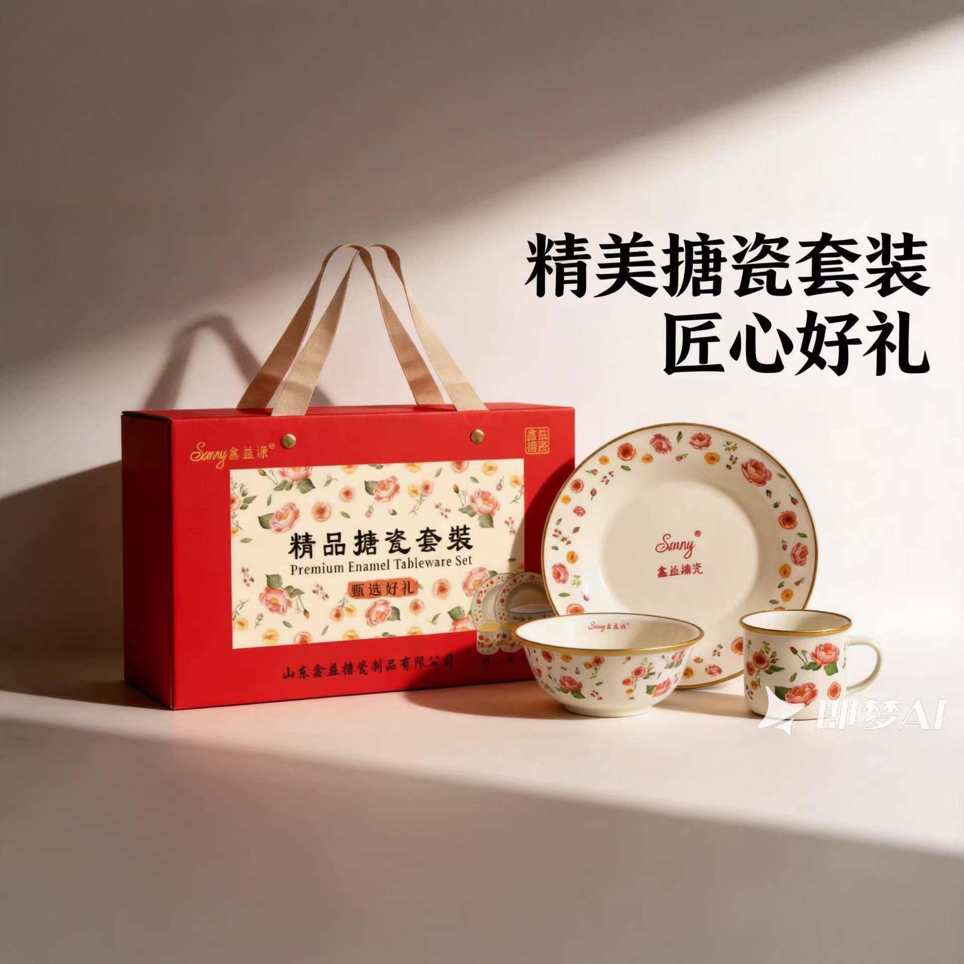 高颜值清新搪瓷碗碟套装家用饭碗碗盘2025碗筷新款乔迁高颜值餐具