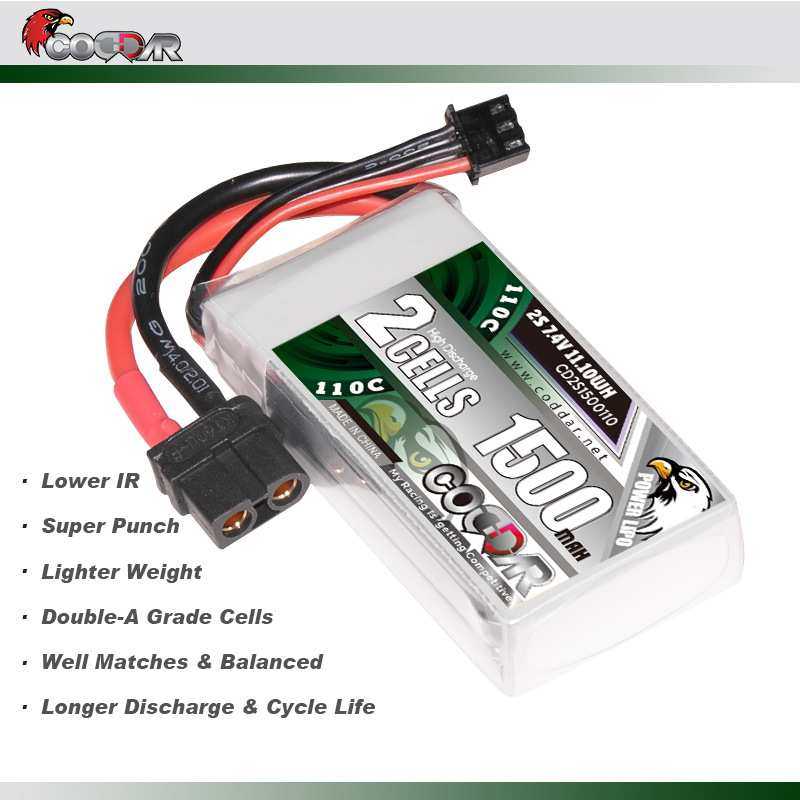 鹰氪CODDAR 1500MAH 2S 7.4V 110C车模航模涵道穿越机锂电池LIPO