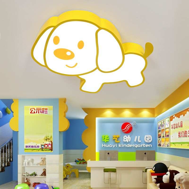 卡通小狗LED吸顶灯 创意男女孩儿童房灯幼儿园游乐场宠物店吊灯具