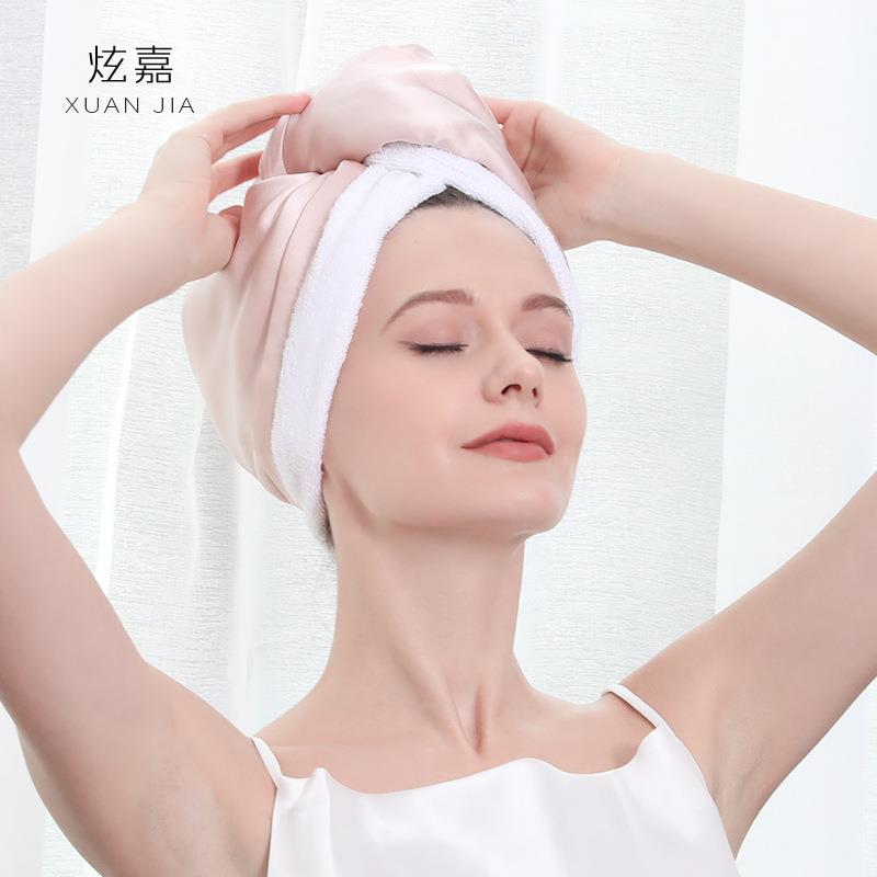 真丝干发帽双层加厚超吸水速干长发短发包头巾桑蚕丝护发养发浴帽
